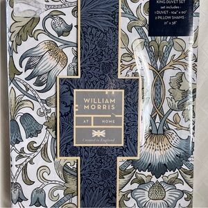 NEW WILLIAM MORRIS KING SIZE
DUVET SET COTTON BEDDING
COVER BLUE/GREEN cottage